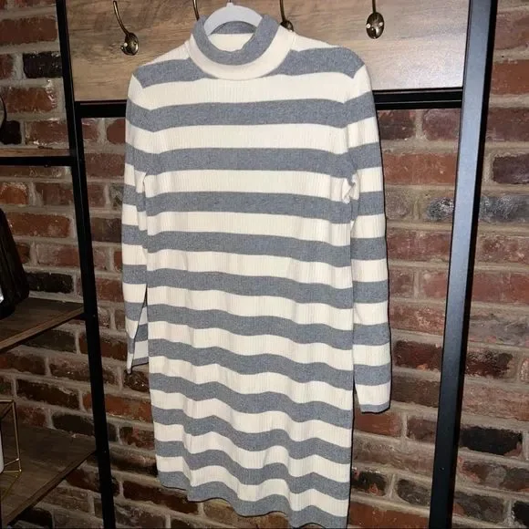 J. Crew Gray and White Striped Long Sleeve Dress - Picture 3 of 14
